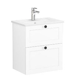 Vitra Root Classic 68659 Lavabo Dolabı, Çift Çekmeceli, 60 Cm, Dar, Mat Beyaz, Köşeli Lavabolu